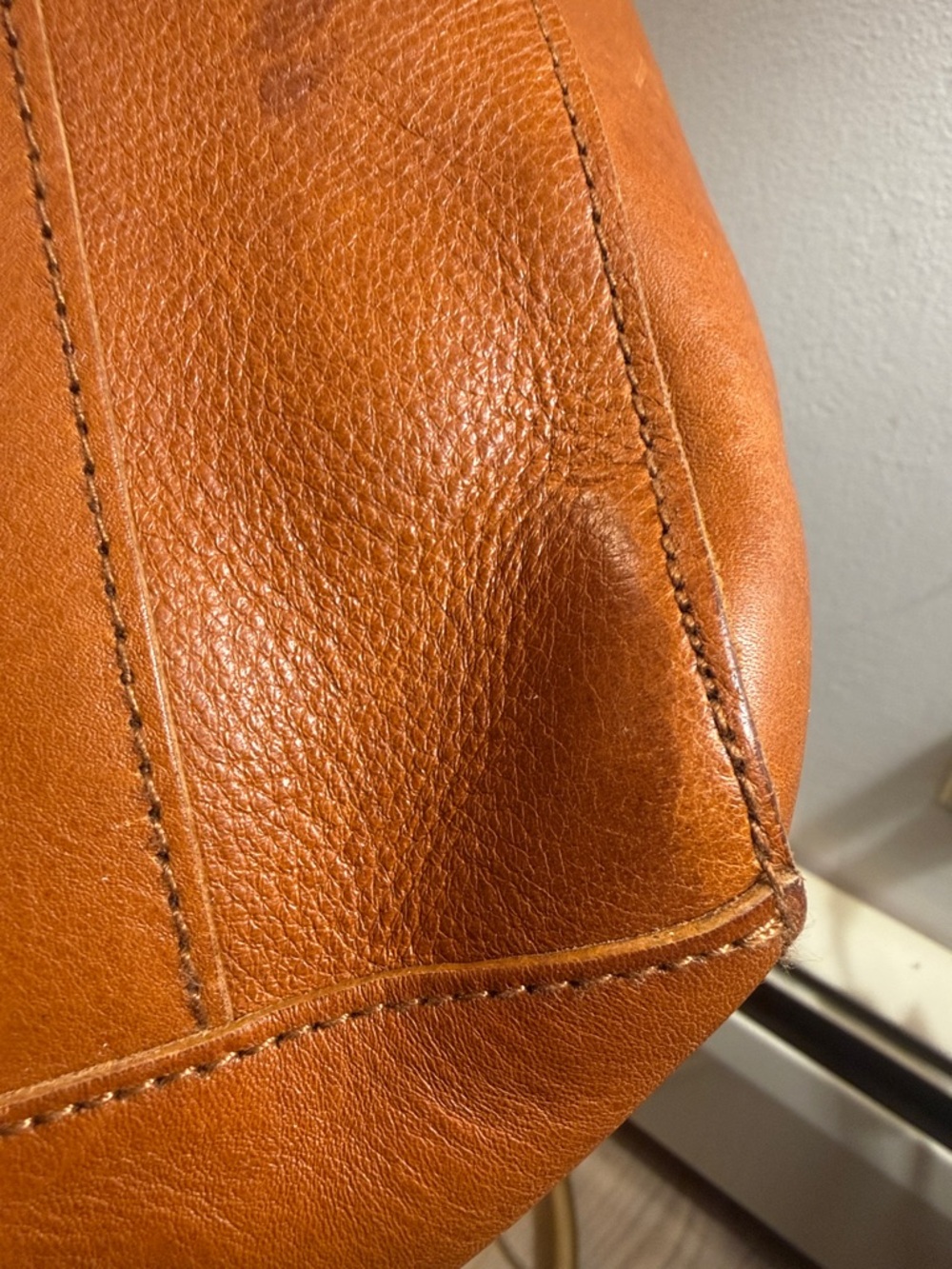 Madewell The Prague satchel crossbody in a cognac brown leather. - Picture 11 of 16